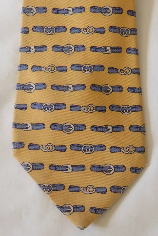 Gucci Tie – Trouser Belt Pattern - Standard 8 cm in Yellow Silk from Oxfam Online Shop