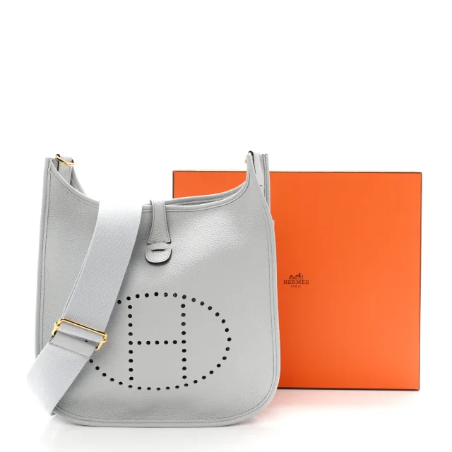 Hermès Taurillon Clemence Evelyne III PM Bleu Pale in Blue Clemence leather from FASHIONPHILE, photo 11 of 11