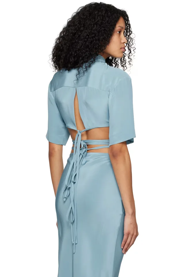 Christopher Esber Blue Crop Tie Shirt, photo 3 of 3 from SSENSE