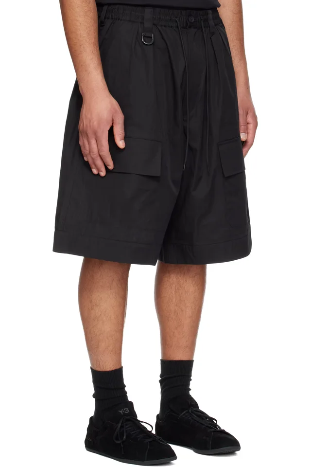 Y-3 Black Wide Leg Shorts, photo 2 of 2 from SSENSE