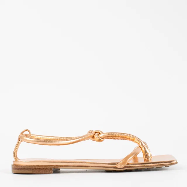 Bottega Veneta Rose Gold Knotted Sandals - size 37 in Pink Leather from Labellov