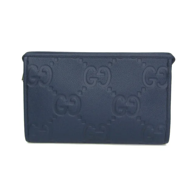 Gucci Jumbo GG 825959 Men's Leather Clutch Bag Blue in Blue Leather from Elady