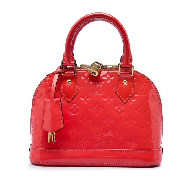 Red Louis Vuitton Monogram Vernis Alma BB Satchel in Red Leather from Designer Revival