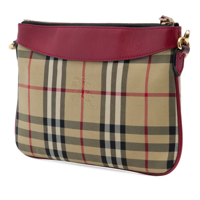 Beige Burberry Haymarket Check Canvas Peyton Crossbody in Beige Canvas from Designer Revival, photo 2 of 6