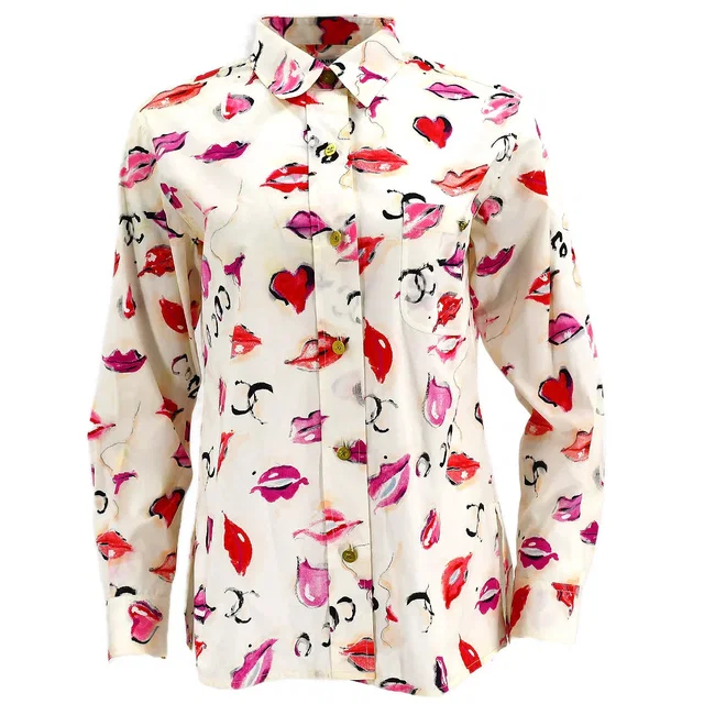 Chanel Lipstick Pattern Cotton Shirt #38 from AMORE Vintage Tokyo