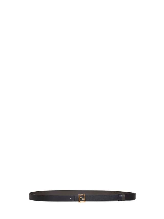 Fendi Reversible Ff Logo Leather Belt — Black Calf in Black Leather from HEWI
