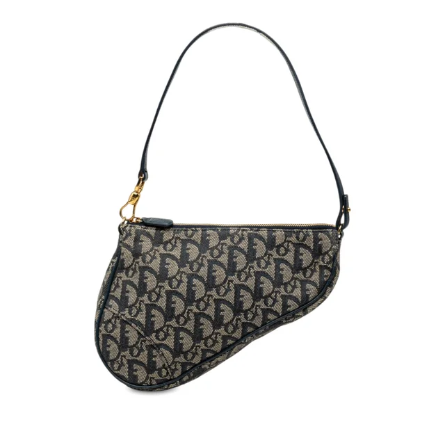 Blue Dior Mini Diorissimo Canvas Saddle Pochette Shoulder Bag in Blue Canvas from Designer Revival