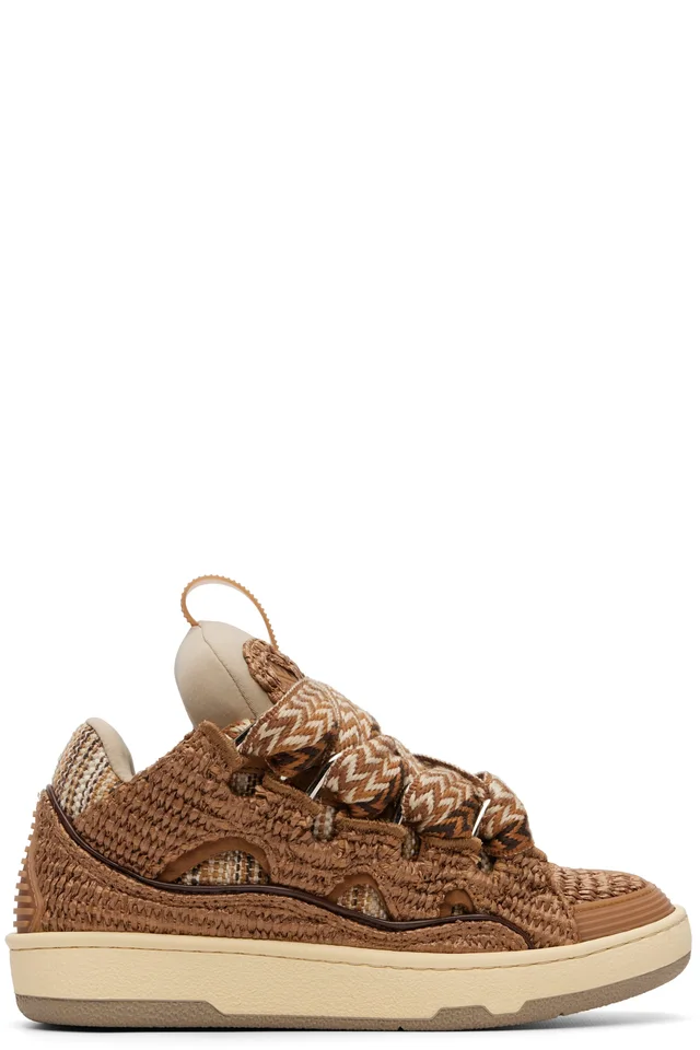Brown Faux-Raffia Curb Sneakers, image 1 of 1 from SSENSE