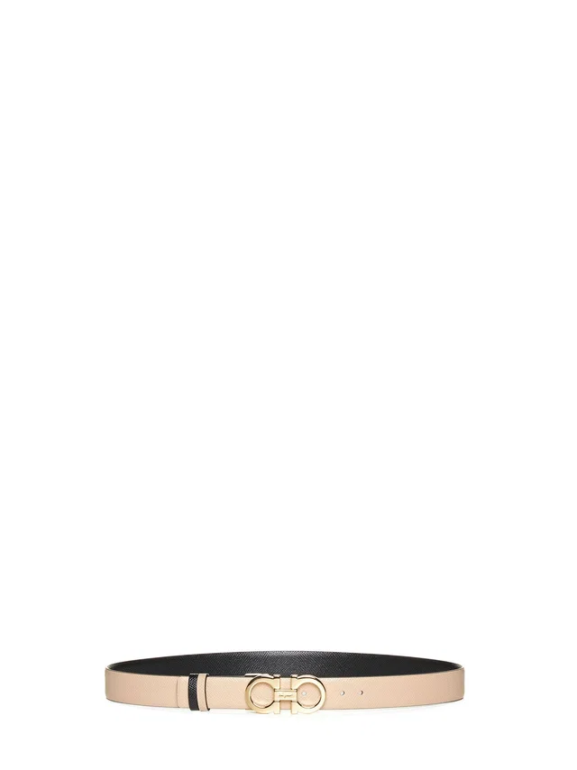 Ferragamo Reversible Leather Gancini Belt — Beige Calf in Beige Leather from HEWI