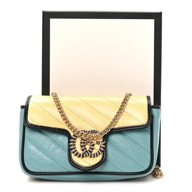 Gucci Azalea Calfskin Enamel Matelasse Diagonal Super Mini Torchon GG Marmont Shoulder Bag Butter… in Black Calfskin from FASHIONPHILE, photo 11 of 11