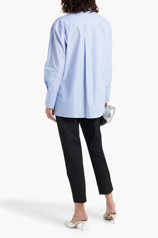 Derek Lam 10 Crosby Estrella Metallic Striped Cotton-Blend Poplin Shirt in Light blue, photo 3 of 4 from THE OUTNET