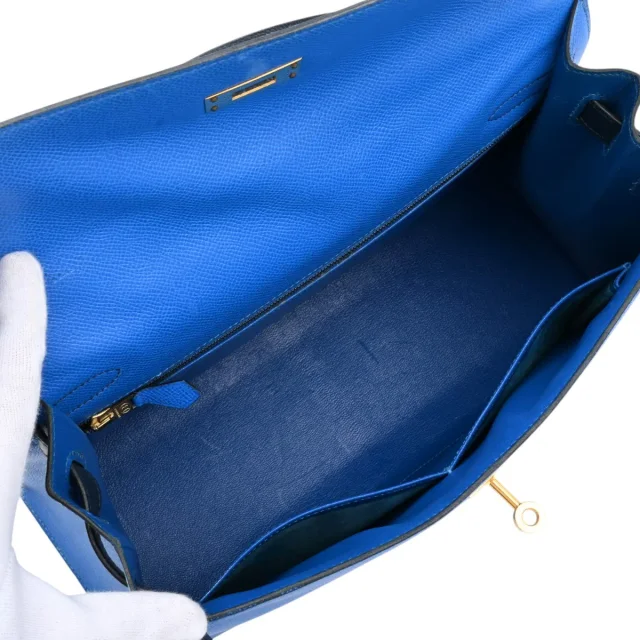 Hermès 1995 Kelly 32 Bleu France/Bleu Indigo in Blue from VINTAGE QOO TOKYO, photo 6 of 18