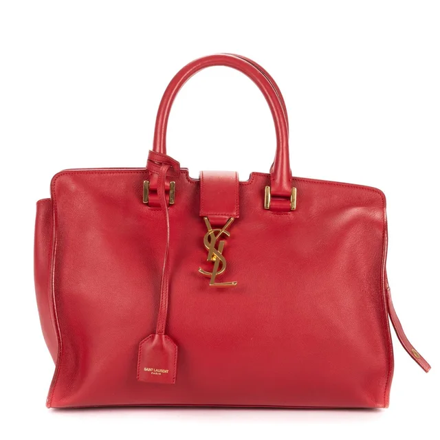 Saint Laurent Cabas Chyc Red Smooth Calfskin Tote Bag in Red Calfskin from The Reluxe