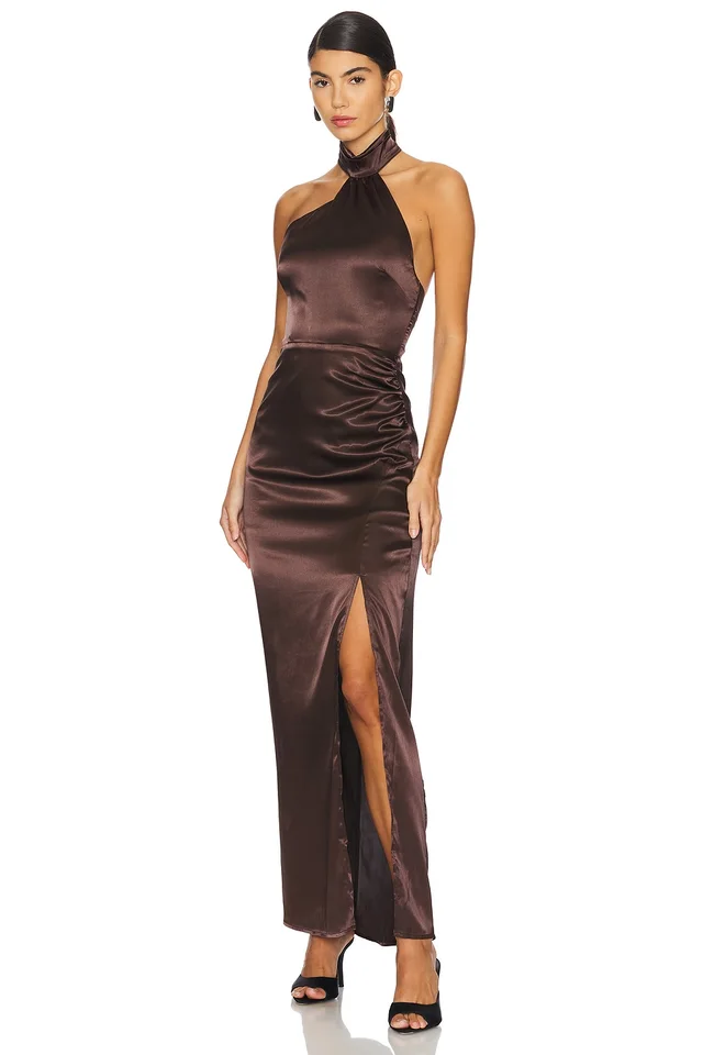 MORE TO COME Darcey Maxi Dress in Dark Brown, photo 2 of 3 from REVOLVE (Canada)