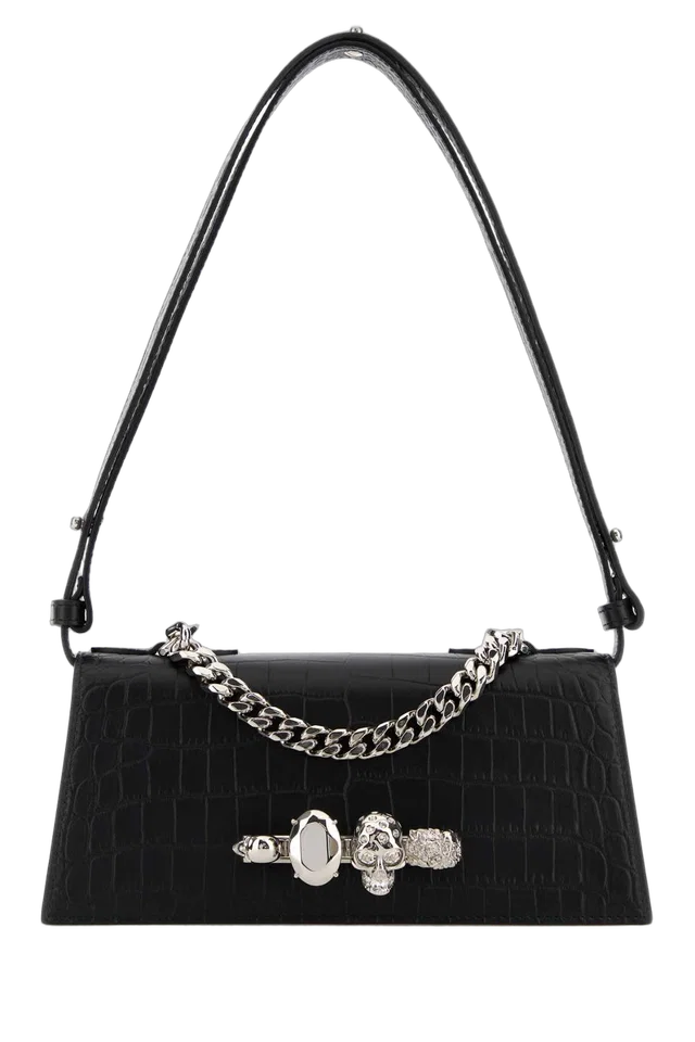 Alexander McQueen Shoulder Bag — Black in Black Calfskin from HEWI