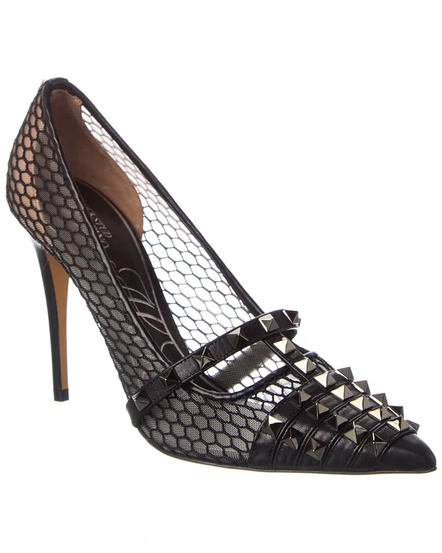 Valentino Rockstud Alcove 100 Mesh & Leather Pump, image 1 of 1 from Gilt