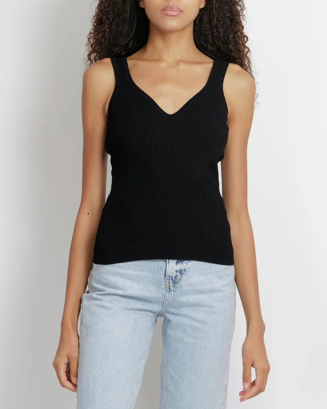 Alexander McQueen Black Ribbed Sleeveless Bodycon Top Size FR 38 (UK 10) in Black from Sellier