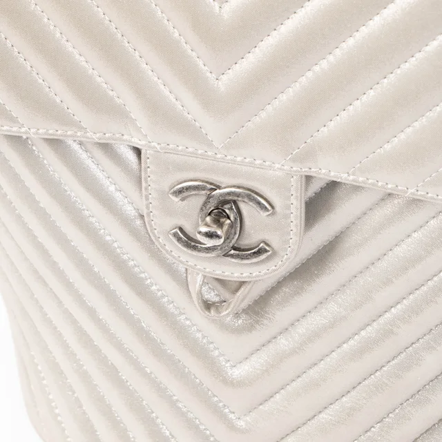 Chanel Metallic Silver Calfskin Chevron Urban Spirit Backpack in Silver Calfskin from Labellov, photo 6 of 7