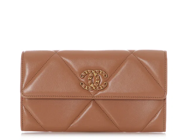 Chanel Brown Quilted Calfskin 19 Flap Wallet in Brown Calfskin from Ann's Fabulous Finds