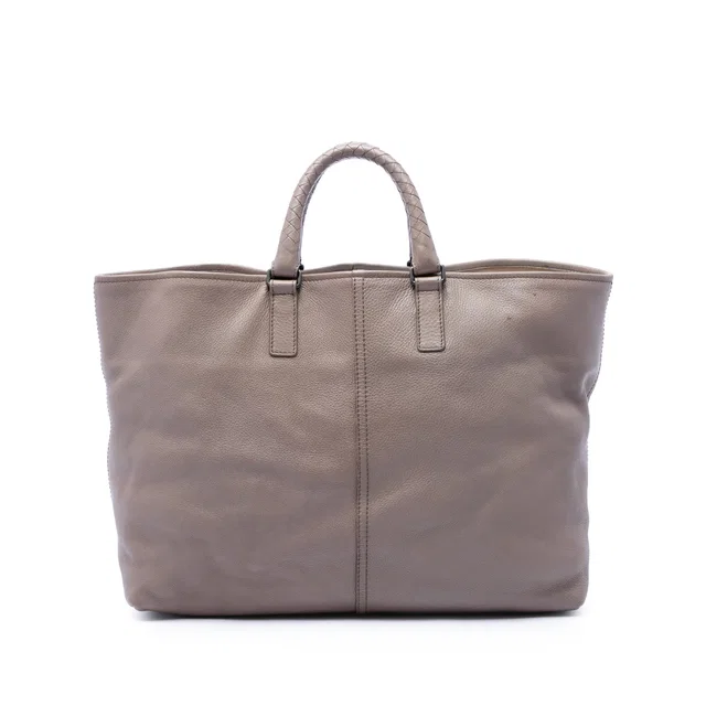Brown Bottega Veneta Calfskin Intrecciato Handle Tote in Brown Calfskin from Designer Revival