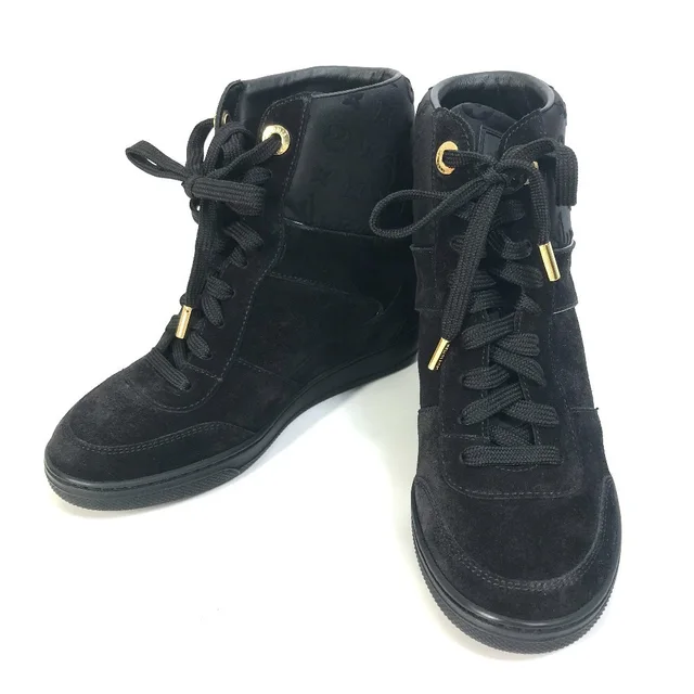 Louis Vuitton Monogram High-Top Sneakers, Suede, Women's, Black in Black Suede from Elady