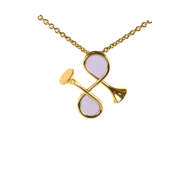 Hermès Heritage Equestre Pendant Necklace Costume Jewellery Mauve from The Purse Affair