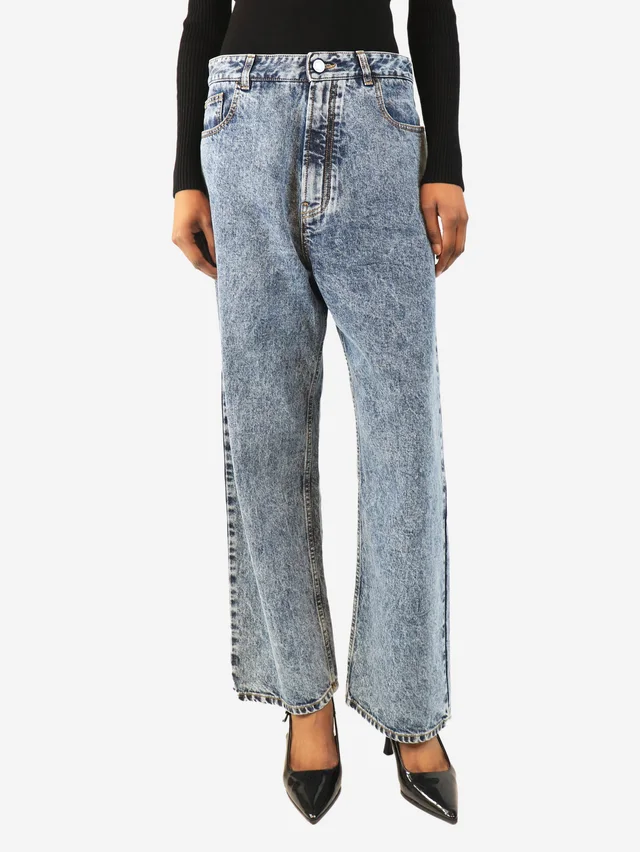 Alaïa Blue acid wash jeans - size UK 6 in Blue from Sign of the Times