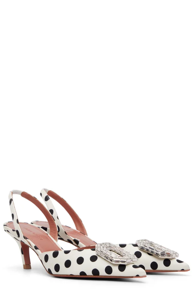 Amina Muaddi White Camelia Sling 60 Heels, photo 4 of 5 from SSENSE