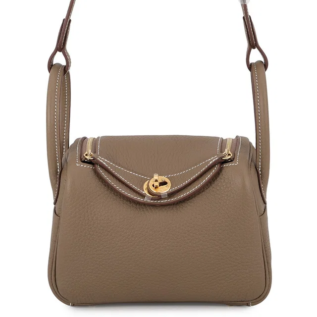Hermès Lindy Etoupe Taurillon Clemence Size Mini in Taupe Clemence leather from GALLERY RARE
