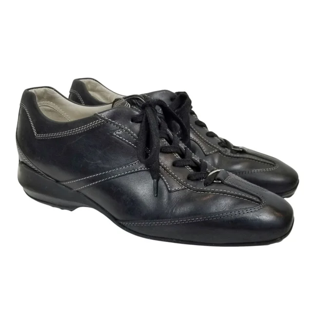 Tod's Women's Black Leather Lace Up Sneakers Size 38.5 Us 8 in black Leather from Poshmark