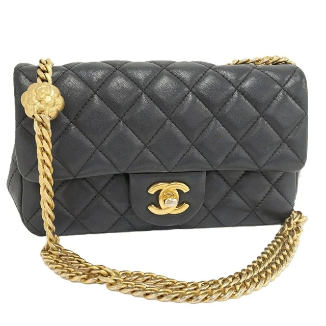 Chanel Quilted 20 Shoulder Bag Leather Black Gold in Black Leather from The Reluxe