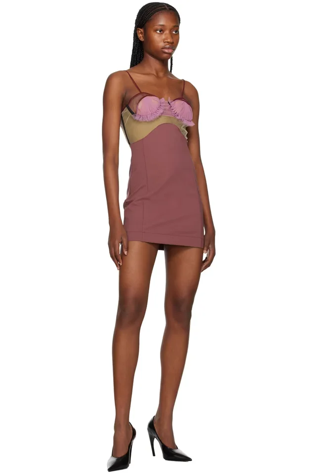 Nensi Dojaka Purple Explosive Flower Bra Minidress, photo 4 of 4 from SSENSE
