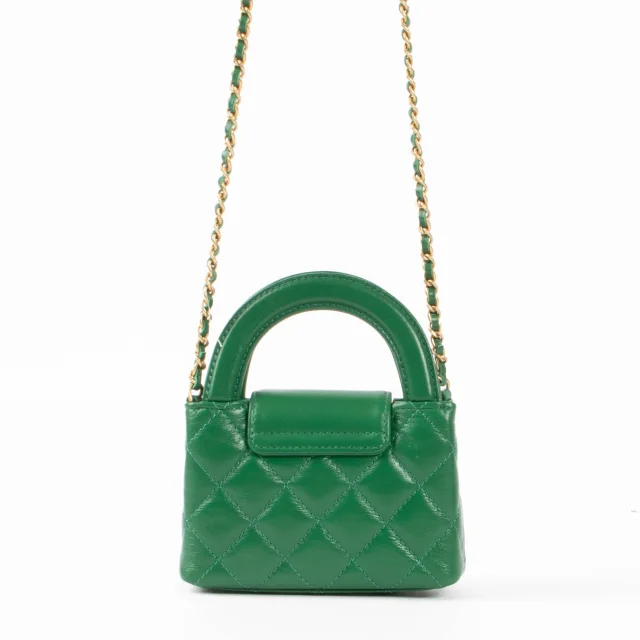 Chanel Green Shiny Calfskin Nano Kelly Micro Shopping Bag in Green Calfskin from Labellov, photo 4 of 6