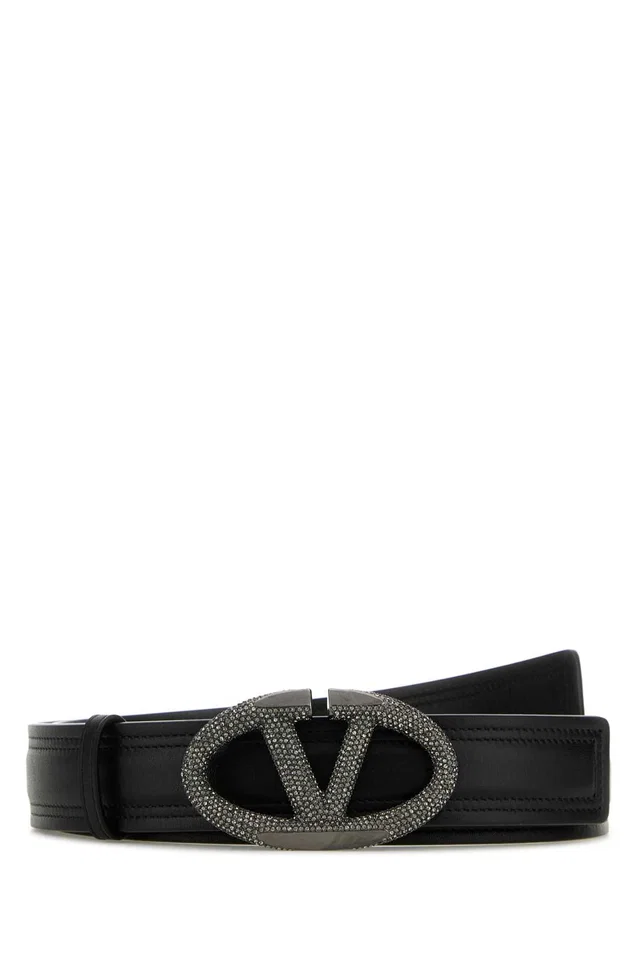 Valentino Garavani Vlogo Belt — Black Exterior: Leather in Black Leather from HEWI