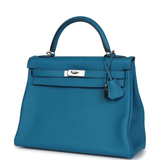 Hermès Kelly Retourne 32 Cobalt Clemence Palladium Hardware in Clemence leather from Madison Avenue Couture, photo 5 of 9