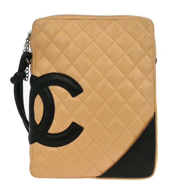 Chanel 2005-2006 Beige Black Calfskin Cambon Ligne Crossbody Bag in Black Calfskin from AMORE Vintage Tokyo
