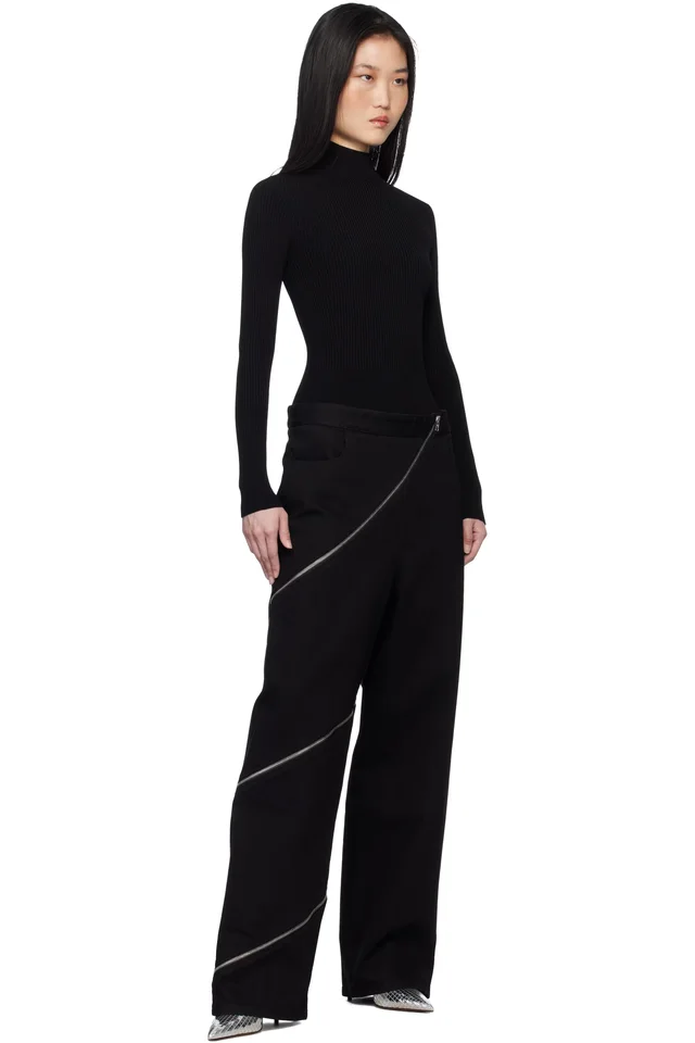 ALAÏA Black Ribbed Knit Bodysuit, photo 5 of 5 from SSENSE