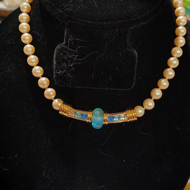 Givenchy Women's Jewelry - White/Blue in blue|white from Depop, photo 1 of 1
