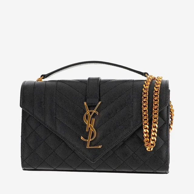 Saint Laurent Envelope Shoulder Bag — Black Calfskin in Black Calfskin from HEWI