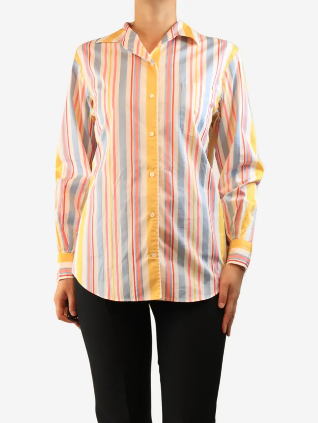 Loro Piana Multicolour striped cotton shirt - size UK 10 from Sign of the Times