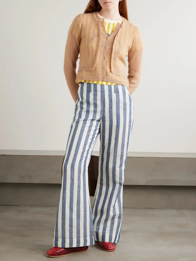 ALIX OF BOHEMIA Charlie Sailor striped linen and cotton-blend flared pants in Blue, photo 2 of 2 from NET-A-PORTER (Canada)