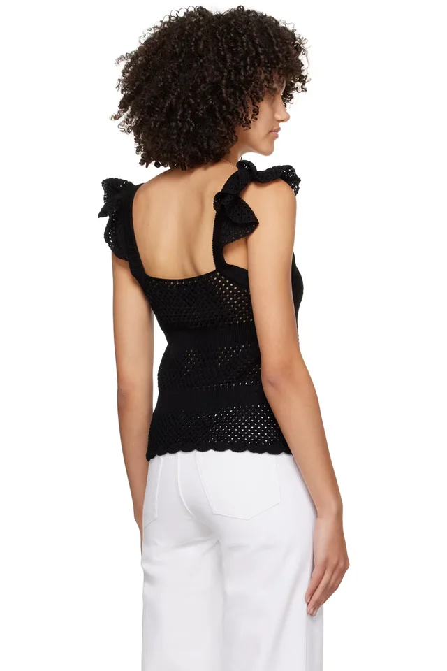A.P.C. Black Crocheted Tank Top, photo 3 of 4 from SSENSE