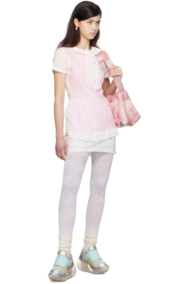 I'm Sorry by Petra Collins SSENSE Exclusive Pink & White JennyFax Edition Apron Minidress, photo 5 of 5 from SSENSE