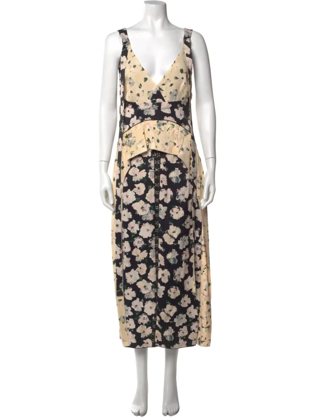 Proenza Schouler Floral Print Midi Length Dress in black from The RealReal