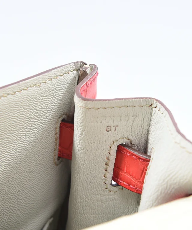 Hermès Kelly 32 HSS Beton / Geranium Matte alligator GHW #X (2016) in Crocodile from Luxury Promise, photo 15 of 20
