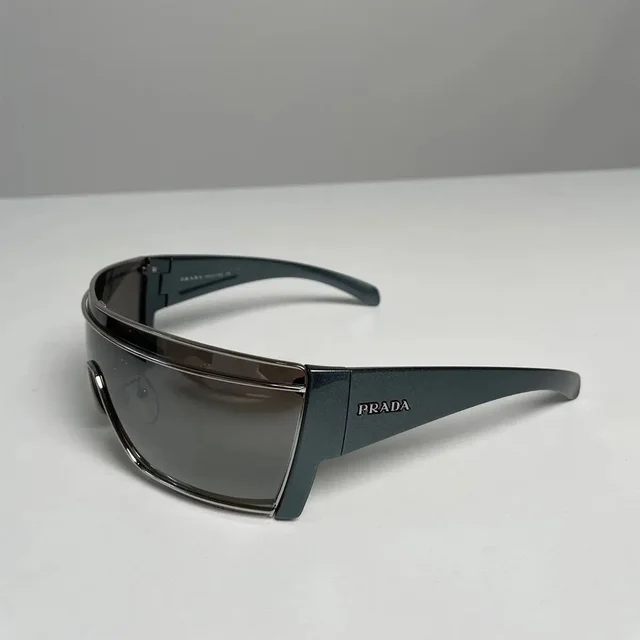 Prada Vintage Mask Black Sunglasses Logo Star Flame Square in black from Grailed
