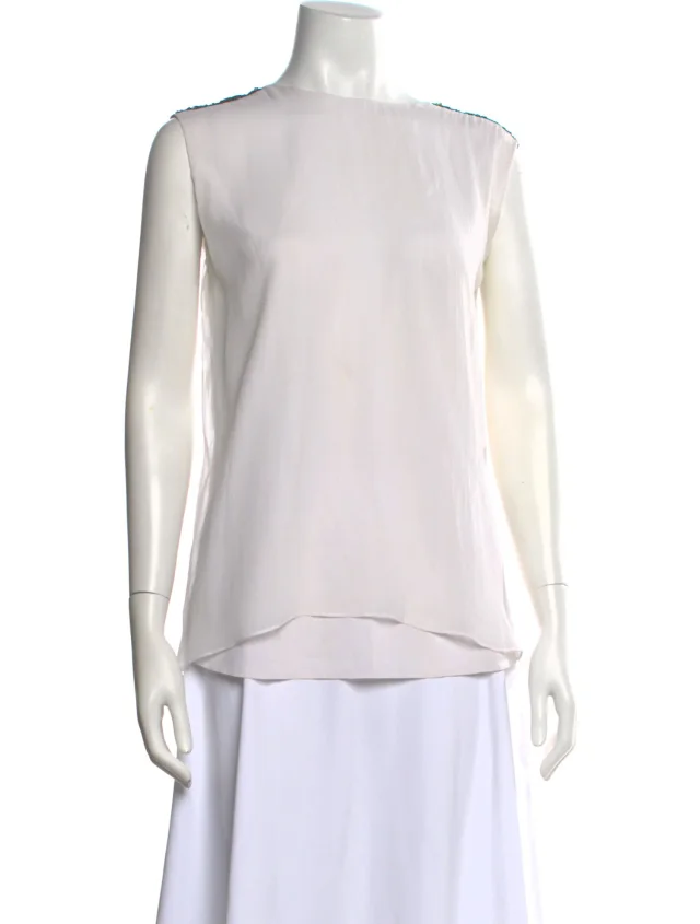 Brunello Cucinelli Silk Crew Neck Top in Silk from The RealReal