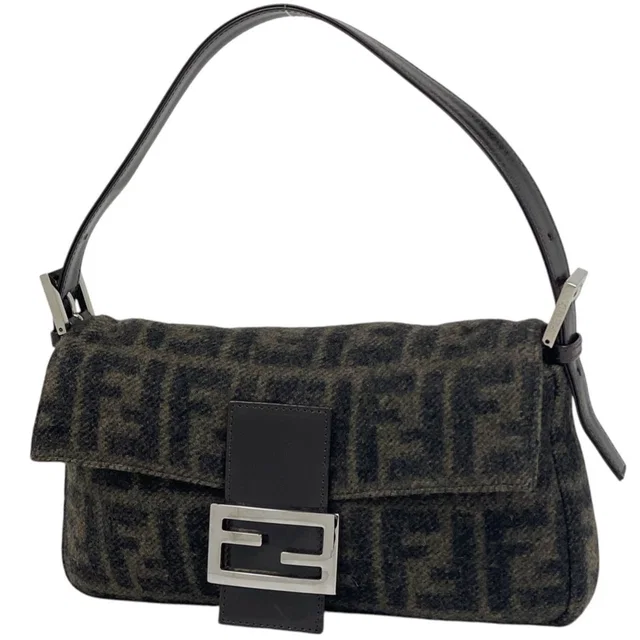 Fendi Shoulder Bag Zucca Pattern Mamma Baguette Fabric Brown in Brown Leather from The Reluxe