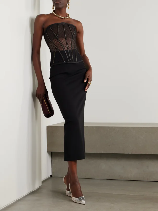 DOLCE&GABBANA Metallic point d'esprit bustier top in Black, photo 2 of 2 from NET-A-PORTER (Canada)