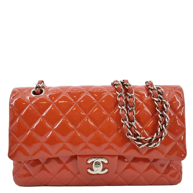 Chanel Classic Double Flap Quilted Patent Leather Shoulder Bag Red in Red Patent leather from Dallas Designer Handbags